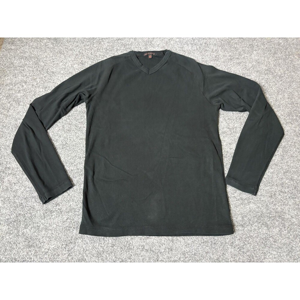 Banana Republic Sweater Mens M Black V-Neck Cotton Knit Lightweight Pullover